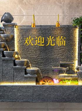 水幕墙流水屏风公司创意形象墙景观摆件鱼池循环流水假山流水喷泉