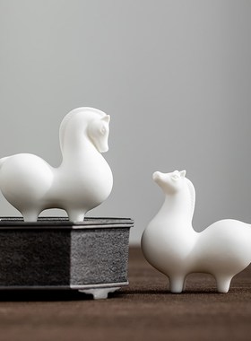 记今朝 《德化白瓷》唐马摆件 简约中式禅意家居壁柜装饰工艺品
