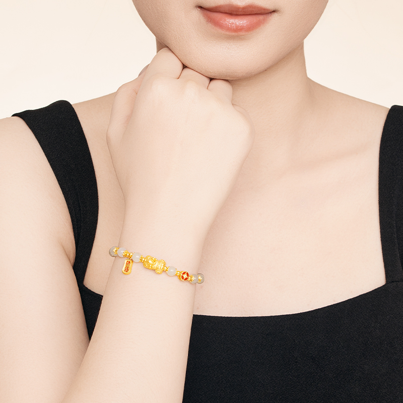 水贝银饰官方旗舰店S925银貔貅手链和田玉手串手链生日礼物送女友 - 图2