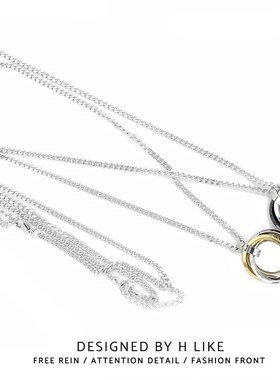 几何圆环项链吊坠饰品钛钢嘻哈情侣男女设计卫衣冷淡风hiphop潮酷