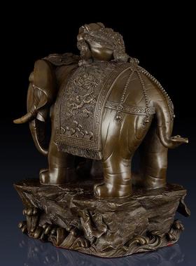 纯黄铜象上蟾工艺品摆件办公室象工艺品家居客厅大象铜制品礼品象