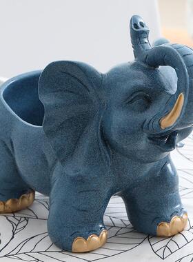 个性放钥匙的收纳盒玄关创意门口摆件桌面装饰大象收纳盒北欧