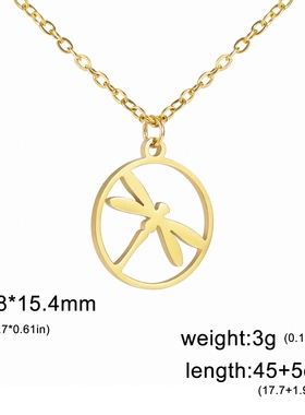 新款义乌饰品韩版韩式仙女风切割蜻蜓吊坠项链女