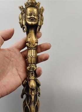 藏传用品黄铜马头明王金刚杵法器黄铜普巴杵大号降魔杵