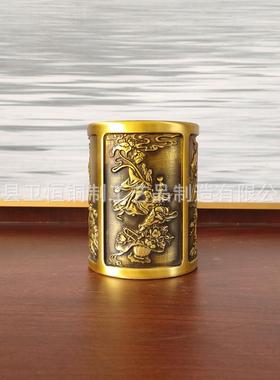 纯铜荷花笔筒办公摆件铸铜八仙过海笔筒大展宏图笔筒工艺品摆件