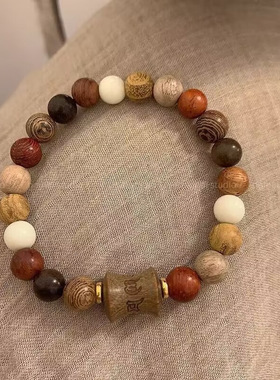 木珠桃木古风编织手串送女友手绳