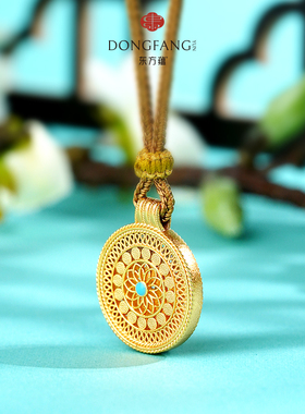 八宝罗盘足银999锆石吊坠珐琅彩