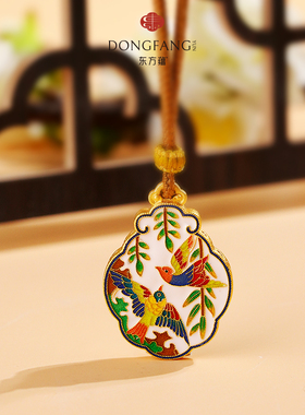 吊坠足银999鎏金珐琅雨燕双飞