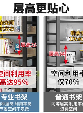 简易书架落地铁艺客厅置物架儿童家用书柜多层靠墙收纳图书馆层架