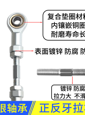 SI正反螺丝杆鱼眼杆端关节轴承连接杆万向球头拉杆双头螺纹调节杆