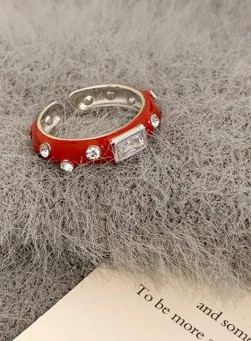 秋冬氛围感拉红色滴釉开口戒精致独特结食指戒显白戒子女