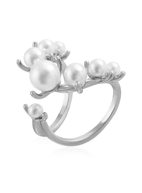 欧美法式小众创意设计轻奢关节戒指韩版简约气质仿珍珠开口戒指女