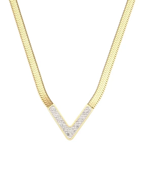 欧美饰品v形天然白贝黑贝绿孔雀石扁蛇链不锈钢18k金项链女