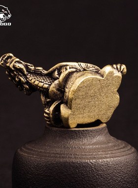 纯黄铜复古法手工匠作旧典藏国风艺术摆件玄武龙龟背子茶宠手把件