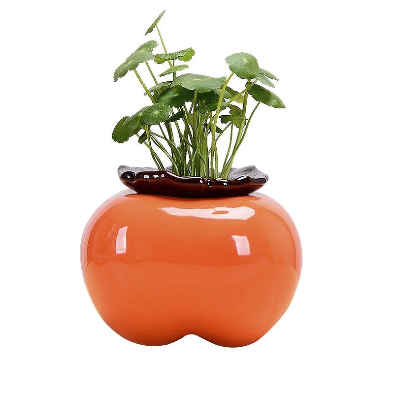 创意柿子花瓶陶瓷水养绿萝水培花盆花器客厅桌面办公桌装饰品摆件,淘宝优惠券,粉丝福利购,淘宝优惠卷