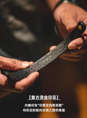 马工装复古植鞣牛皮烫金手环TS220703阿美登叽印第安手宽镯手腕咔