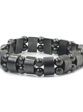 欧美热卖手工串珠手链 赤铁矿黑胆磁石手牌