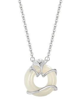 s925纯银何其有幸和田玉平安扣项链女银轻奢母亲节礼物送女友妈妈