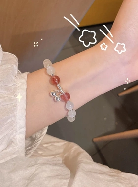 热卖石灰月光天然水晶手链女闺蜜情侣手工串珠手链手串地摊