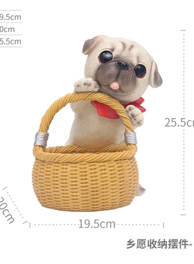 创意家居饰品门口鞋柜客厅茶几玄关巴哥钥匙收纳摆件猫咪花盆