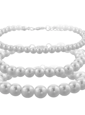 欧美饰品 时尚潮流白色珍珠女手链 简约三件套个性简约流行