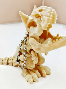 3D打印仿真牛龙钥匙扣模型创意骷髅牛龙钥匙扣可挂包包复古风摆件
