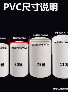 pvc管给排水管配件下水管上水管道塑料管材管件直径40 50 75 110