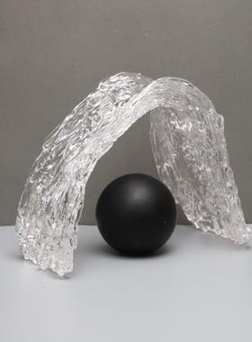 极简风抽象玻璃飘带摆件样板房售楼部书房客厅餐厅桌面玄关饰品