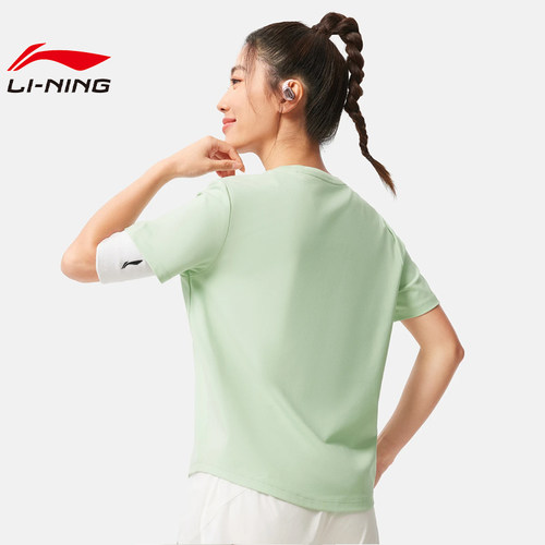 LINING李宁夏季女子运动运动休闲短袖T恤ATSV044-4 - 图0