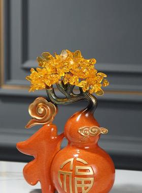 乔迁新居礼品招财鹿酒柜客厅电视柜玄关装饰品摆件摇钱树新房送礼