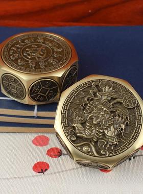 黄铜六面圆球型解压转转手把件时来运转招财进宝牛转乾坤高档礼品