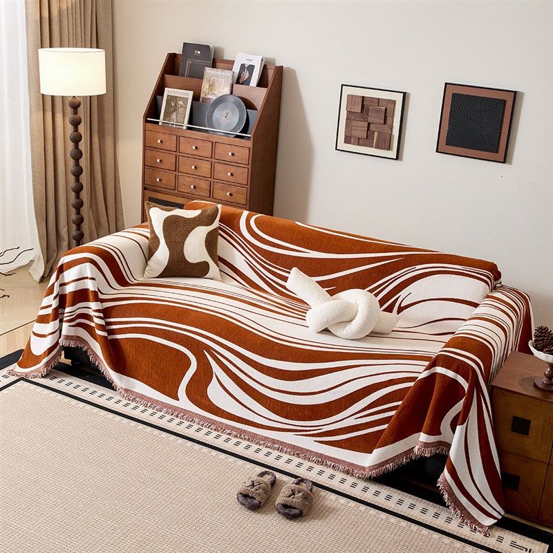 现代简约轻奢条纹四季雪尼尔全包防滑一片式沙发巾盖布套罩沙发毯,淘宝优惠券,粉丝福利购,淘宝优惠卷