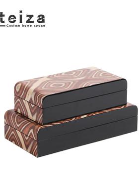 Oteiza几何植绒首饰盒软装饰售楼处样板房卧室衣帽间储物箱装饰饰
