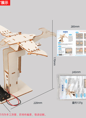 机械翼龙手工科技小制作创意DIY拼装仿真动物儿童教具拼装模型
