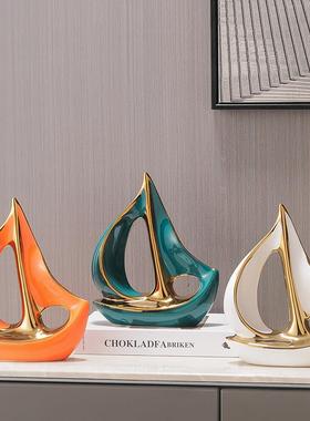 一帆风顺帆船摆件家居饰品招财客厅办公室酒柜装饰品店铺开业礼物