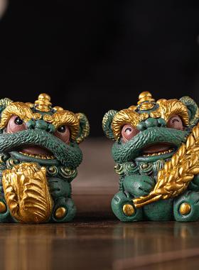 新中式舞狮一对暴富开业工艺品摆件高档礼品东方醒狮店铺桌面装饰