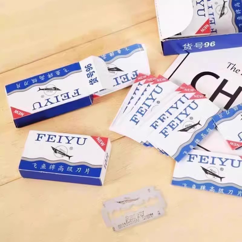 进口飞鱼牌双面刀片老式剃须刀片手动刮胡刀片男士通用刮脸毛刀片 - 图3