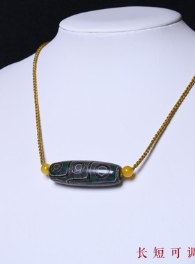 天珠挂绳锁骨横穿吊坠玉石文玩手工编织绳半成品男女挂颈双头吊坠