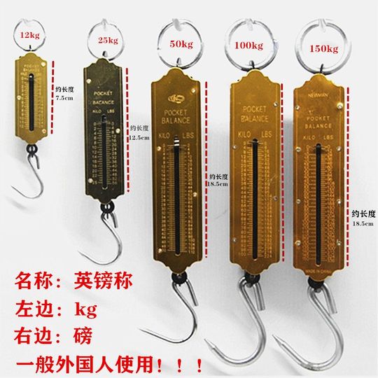 Pound scale 12kg 25kg portable mechanical scale hook scale vertical spring mechanical vegetable selling scale portable scale