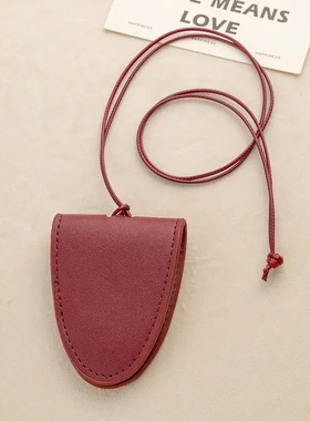 拉红眼镜夹挂脖小包项链红色墨镜夹挂绳皮质毛衣链配饰