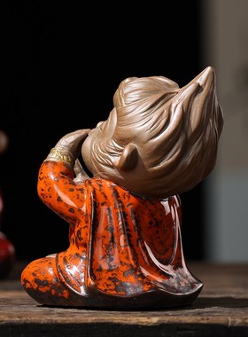 创意陶瓷孙悟空摆件四不小猴子中式家居客厅办公室装饰品茶道茶宠