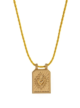 欧美热销时尚简约彩色绳子爱心塔罗牌吊坠项链幸运珠链镀金保色