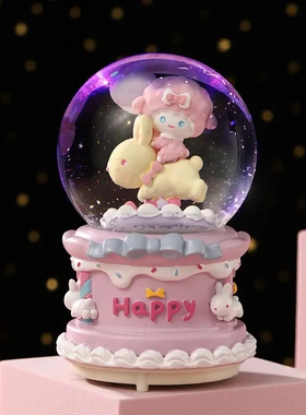 多款创意卡通发光玻璃球音乐盒心玩具树脂水晶球装饰摆件