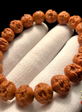 龙纹桃核雕刻一念恶僧核雕手串怒佛弥勒佛桃木手链非小核桃橄榄核