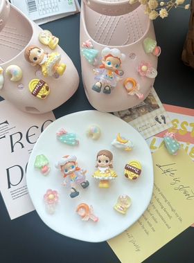 原创洞洞鞋配饰泡泡玛特zsiga系列可爱高级鞋花适配crocs鞋扣