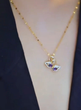 紫水晶天鹅项链女高级设计感