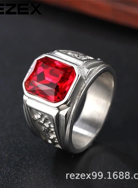 r0428-09 饰品 个性男士宝石钛钢戒指