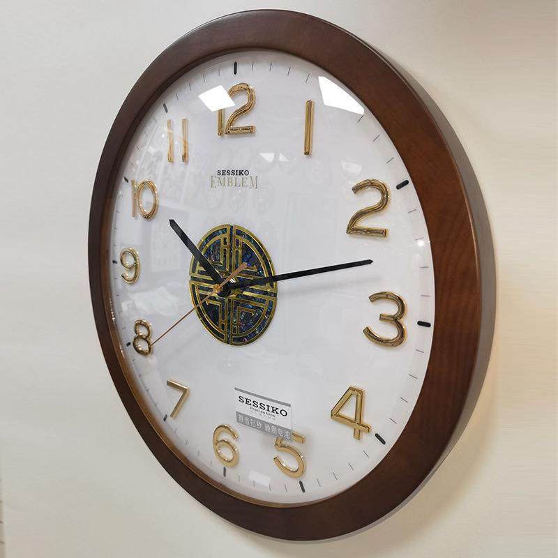 新中式高档实木客厅挂钟高级感家用时尚挂墙时钟表轻奢石英钟静音,淘宝优惠券,粉丝福利购,淘宝优惠卷