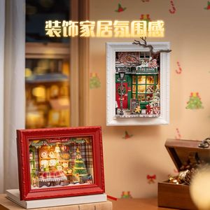 若态若来冬日童话diy手工3d小屋八音盒积木桌面摆件女友新年礼物