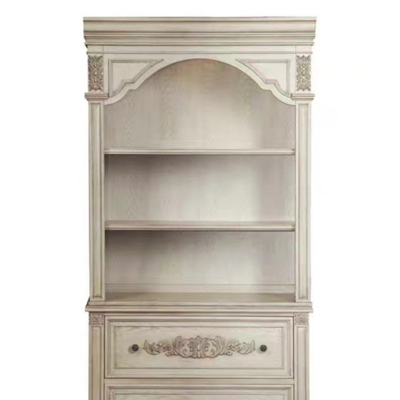 美式复古书柜实木欧式雕花客厅书架做旧陈列架置物架法式轻奢现代 - 图2